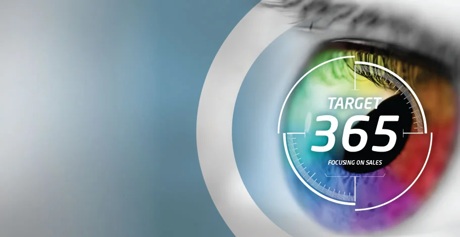 Rainbow coloured eye with the Target 365 logo