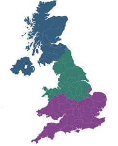 Image of the regional area breakdown in the UK